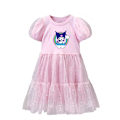 Miniatyrbild 1 av 5: Barn Flickor Kuromi Print Princess Dress Kortärmad Tyll A-line Klänningar Kjolar Pink 130cm