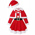 Miniatyrbild 2 av 5: Flickors Jultomten Cosplay Klänning Julklänning Hatt Outfit 100CM