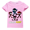 Miniatyrbild 1 av 4: Ninja Kidz Pojkar T-shirt Tecknade Toppar Tee Barn Pojkar Flickor T-shirts Barnkläder Sommar Kortärmad Pink 140cm