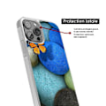 Miniatyrbild 4 av 6: Förstärkt silikonfodral, tryckt, kompatibelt med Apple iPhone 14 Pro Max, Fjäril, blå sten. Transparent