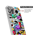 Miniatyrbild 4 av 6: Förstärkt silikonfodral med tryck kompatibel med Apple iPhone 16 Pro Max Graffiti 2 Transparent