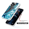 Miniatyrbild 5 av 6: Siliconförstärkt tryckt skal kompatibelt med Samsung Galaxy A25 Marmor Blå Glittrig Transparent