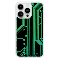 Miniatyrbild 1 av 6: Förstärkt silikonfodral med tryck, kompatibelt med Apple iPhone 14 Pro, geek-kretsstruktur. Transparent