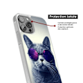 Miniatyrbild 4 av 6: Siliconeförstärkt tryckt skal kompatibelt med Apple iPhone 14 Plus Katt med glasögon Transparent
