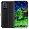Pikkukuva 1 / 3: Motorola Moto G73 Lompakkokotelo Minecraft Creeper mobilskal i klassisk grön pixelstil