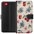 Miniatyrbillede 1 af 3: Apple iPhone 7 Tegnebogsetui Bær & Blomster - mønster med bl