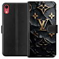 Miniatyrbillede 1 af 3: Apple iPhone XR Tegnebogsetui Louis Vuitton Mørk Tilstand Design Sort Luksus Stil Mode Populær Grafisk Mønster Modeikon Luksusmærke