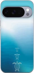 Kompatibel Mobilcover til Google Pixel 11 Pro Tre hvide havskildpadder på en blå gradient inspireret af havets dybder blå