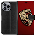 Miniatyrbillede 1 af 3: Apple iPhone 16 Pro Max Tegnebogsetui Mobil etui med stilfuld Porce-logo i sort og hvid