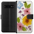 Miniatyrbillede 1 af 3: Samsung Galaxy S10 Tegnebogsetui Pressede blomster