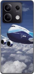 Kompatibelt Mobilskal till Xiaomi Redmi Note 13 Blåvitt passagerarflygplan ovanför moln under en blå himmel blå