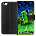 Pikkukuva 1 / 3: Apple iPhone 5 Lompakkokotelo Minecraft Creeper mobilskal i klassisk grön pixelstil