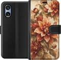 Kompatibel Tegnebogsetui til Sony Xperia 10 VI Efterårsdahliaer orange