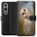 Miniatyrbillede 1 af 3: OnePlus Nord CE4 Lite Tegnebogsetui Ugle Nysgerrig Blik Fuglemotiv Skov Natur Grafisk Design Populært Motiv Dyr Tema Dekoration