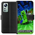 Pikkukuva 1 / 3: Xiaomi 12 Lompakkokotelo Minecraft Creeper mobilskal i klassisk grön pixelstil