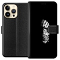Miniatyrbillede 1 af 3: Apple iPhone 14 Pro Max Tegnebogsetui Keffiyeh-mønster - klassisk sort-hvid palæstinensisk tørklæde med kulturel betydning