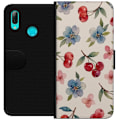 Miniatyrbillede 1 af 3: Huawei P smart 2019 Tegnebogsetui Bær & Blomster - mønster med blå blomster og skovbær