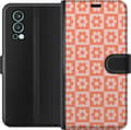 Kompatibelt Plånboksfodral till OnePlus Nord 2 5G Orange blomsterschack orange
