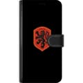 Miniatyrbillede 1 af 2: Kompatibel Tegnebogsetui til Google Pixel 9a Orange skjold med sort heraldisk løve mod sort baggrund sort