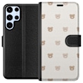 Miniatyrbillede 1 af 3: Samsung Galaxy S24 Ultra Tegnebogsetui Teddybaggrund - søde teddybjørne mod en blød baggrund