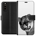 Miniatyrbillede 1 af 3: Sony Xperia 10 II Tegnebogsetui Løve Kunstnerisk Dyremotiv Afrikansk Stil Jungle Følelse Grafisk Design Hjemmedekoration Dyr Tema