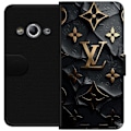 Miniatyrbillede 1 af 3: Samsung Galaxy Xcover 3 Tegnebogsetui Louis Vuitton Mørk Tilstand Design Sort Luksus Stil Mode Populær Grafisk Mønster Modeikon Luksusmærke