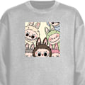 Miniatyrbillede 1 af 3: Sweatshirt til Voksne | Klassisk Collegebluse Labubu Pastel Co grå XL