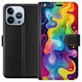 Miniatyrbillede 1 af 4: Apple iPhone 13 Pro Tegnebogsetui Farvesplask Abstrakt Kunst Design Farverigt Mønster Moderne Populær Vægkunst Grafisk Trend