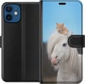 Kompatibel Tegnebogsetui til Apple iPhone 12 Kat og Hest