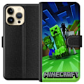 Miniatyrbillede 1 af 3: Apple iPhone 15 Pro Max Tegnebogsetui Minecraft Creeper mobilskal i klassisk grön pixelstil