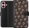 Kompatibel Tegnebogsetui til Apple iPhone 16 Brune chokoladehjerter brun