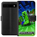 Pikkukuva 1 / 3: Google Pixel 6a Lompakkokotelo Minecraft Creeper mobilskal i klassisk grön pixelstil