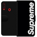 Miniatyrbillede 1 af 3: Samsung Galaxy A20s Tegnebogsetui Supreme Sort Hvid Streetwear Design Klassisk Modeikon Trend Urban Stil Grafiskt Motiv Populær