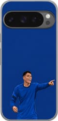 Kompatibel Mobilcover til Google Pixel 9 Pro XL Silva blå - Thiago Silva i blå kamptrøje mod mørkeblå baggrund blå
