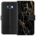 Miniatyrbillede 1 af 3: Samsung Galaxy S8 Tegnebogsetui Marmor Sort & Guld