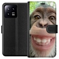 Pikkukuva 1 / 3: Xiaomi 13 Lompakkokotelo Simpanssi Selfie Rauhallinen Graafinen Suunnittelu Apinan Aihe Suosittu Urban Art Tyyli