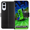Miniatyrbillede 1 af 3: Samsung Galaxy S25 Edge Tegnebogsetui Minecraft Creeper mobilskal i klassisk grön pixelstil