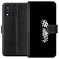 Miniatyrbillede 1 af 3: Samsung Galaxy A40 Tegnebogsetui Keffiyeh-mønster - klassisk sort-hvid palæstinensisk tørklæde med kulturel betydning