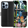 Pikkukuva 1 / 4: Apple iPhone 13 Pro Lompakkokotelo Minecraft-matkapuhelinkotelo metsällä ja pikselityylisillä hahmoilla