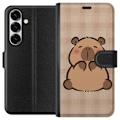 Miniatyrbillede 1 af 3: Samsung Galaxy S25 Tegnebogsetui Mobilskal kawaii capybara flera figurer japansk stil