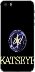 Kompatibel Mobilcover til Apple iPhone SE (2016) KATSEYE-logo med gul stjerne, lilla omløbsringe og lys typografi mod sort baggrund sort