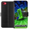 Pikkukuva 1 / 3: Apple iPhone 8 Lompakkokotelo Minecraft Creeper mobilskal i klassisk grön pixelstil