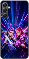 Kompatibelt Mobildeksel til Samsung Galaxy A16 5G To animejenter med blått og rosa lysende sverd