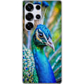 Miniatyrbild 1 av 3: Samsung Galaxy S25 Ultra Genomskinligt Skal Påfågel Fjädrar Färgstark Design Fågelmotiv Exotiskt Grafiskt Motiv Natur Lyxig Dekoration