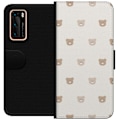 Miniatyrbillede 1 af 3: Huawei P40 Tegnebogsetui Teddybaggrund - søde teddybjørne mod en blød baggrund