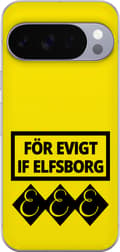Kompatibel Mobilcover til Google Pixel 11 Pro Gul evighedstekst - Sort supportertekst i rektangulær ramme over tre sorte symboler på gul baggrund gul