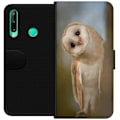 Miniatyrbillede 1 af 3: Huawei P40 lite E Tegnebogsetui Ugle Nysgerrig Blik Fuglemotiv Skov Natur Grafisk Design Populært Motiv Dyr Tema Dekoration