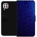 Kompatibel Tegnebogsetui til Huawei P40 lite Abstrakt nærbillede med blå vanddråber mod mørkeblå baggrund blå