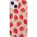 Miniatyrbild 1 av 3: Apple iPhone 14 Plus Genomskinligt Skal Strawberry Dreams – jordgubbsmönster i retrostil