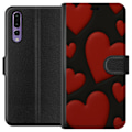 Pikkukuva 1 / 3: Huawei P20 Pro Lompakkokotelo Punaiset Samettisydämet